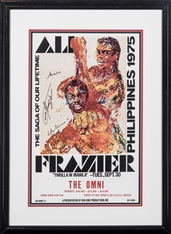 Muhammad Ali & Joe Frazier Dual Signed Original "Thrilla In Manilla" Fight Poster In 22 x 30 Inch Framed Display (PSA/DNA)